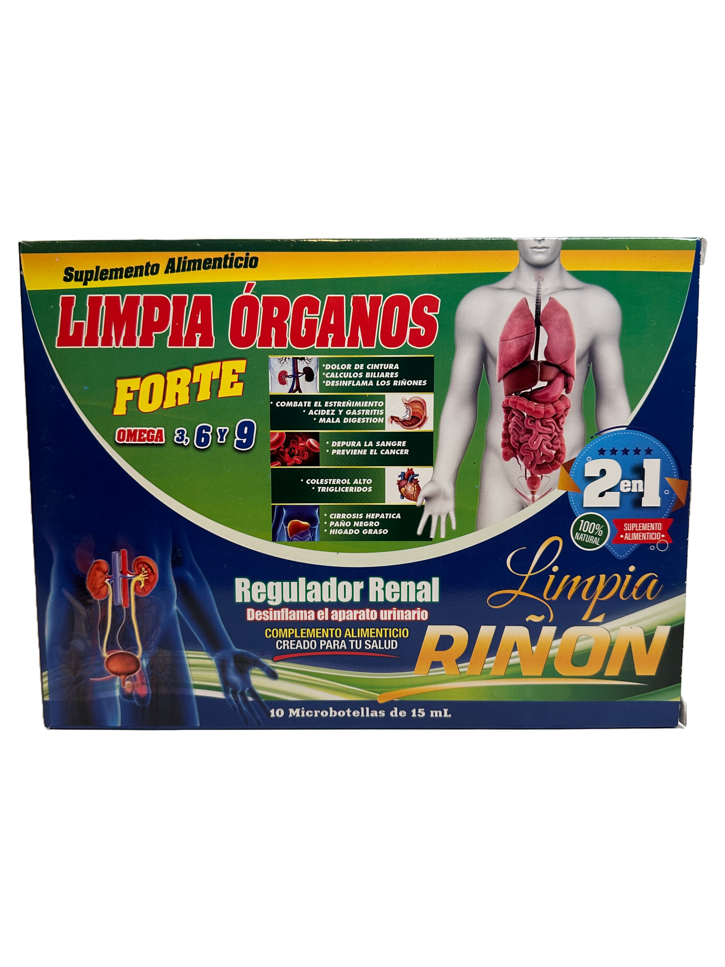 Limpia Organos 2 en 1 - 10x15mL Viales Bebibles