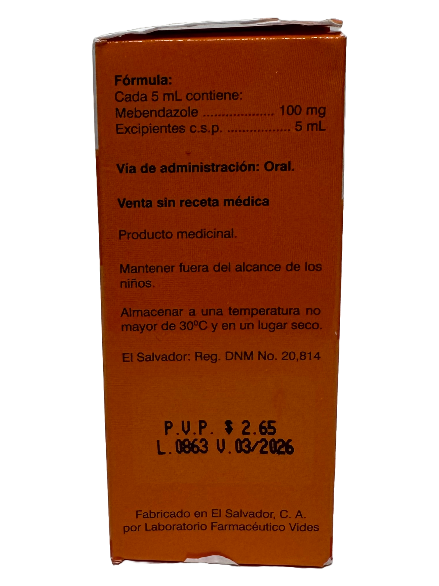 Mebendazole LV Jarabe/Syrup - 30mL