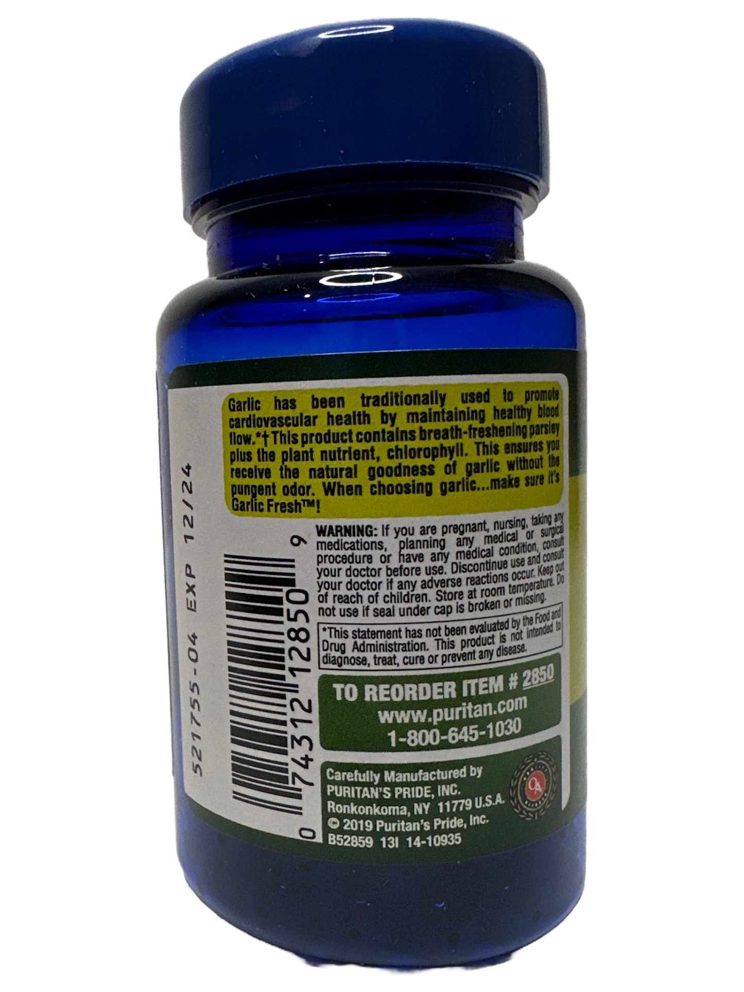 Odorless Garlic & Parsley Puritan's Pride - 100 Softgels