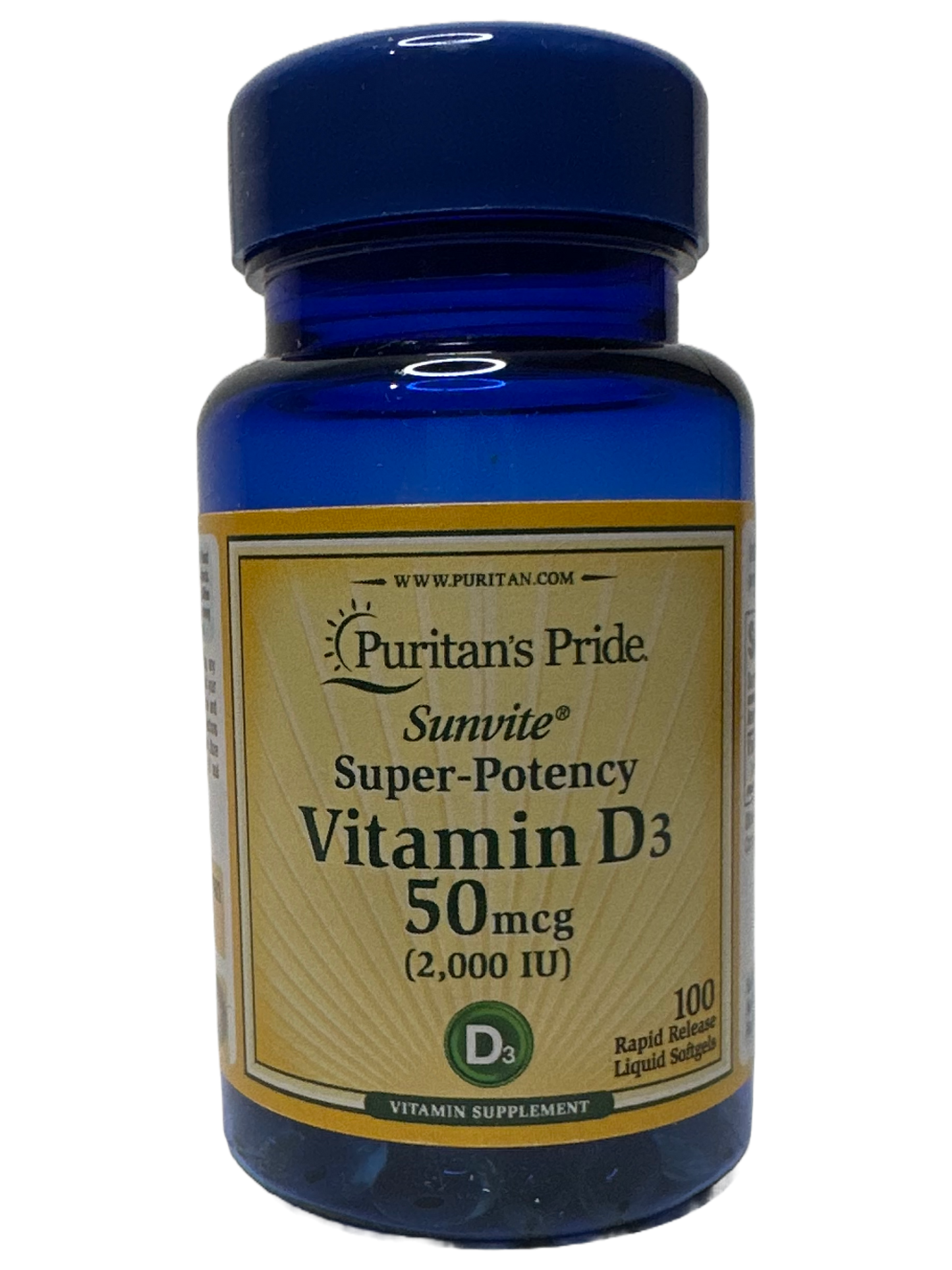 Vitamin D3 50mcg Puritan's Pride - 100 Softgels