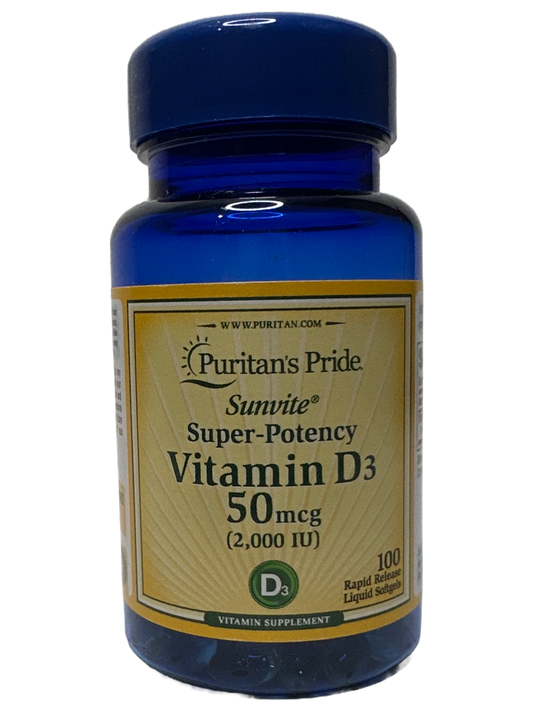 Vitamin D3 50mcg Puritan's Pride - 100 Softgels