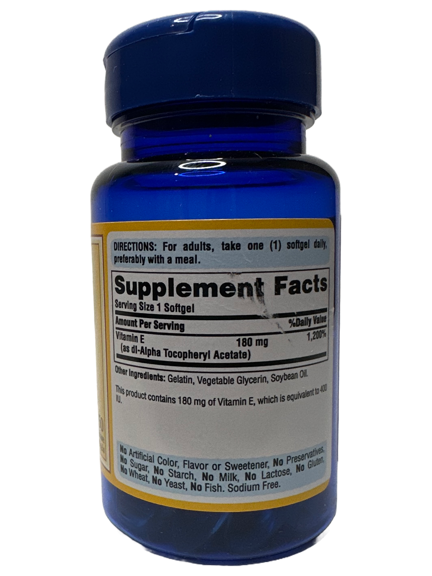 Vitamin E-180mg Puritan's Pride - 50 Softgels